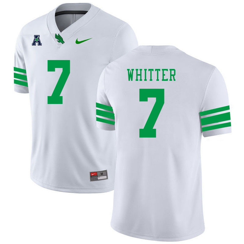 #7 Shane Whitter North Texas Mean Green College Football Jerseys Stitched-White